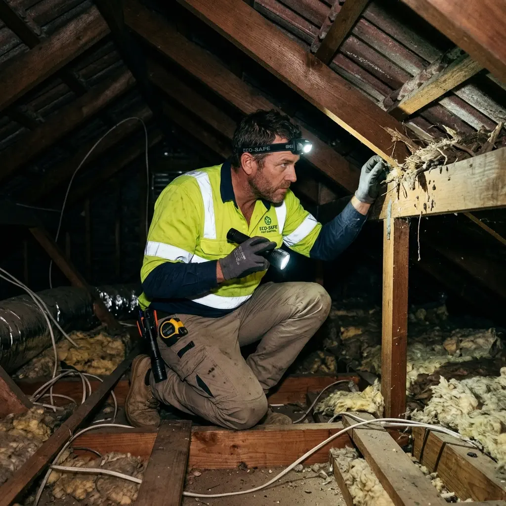Technician inspecting a Boronia subfloor void for a deceased cat